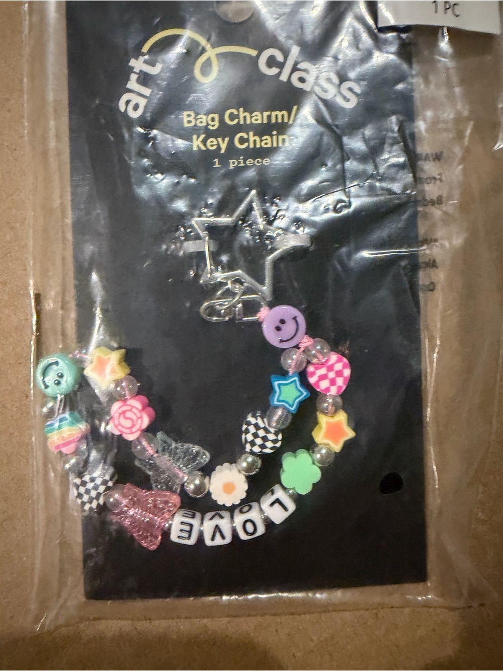 10 art class Multicolor Beaded 'LOVE' Key & Bag Charm